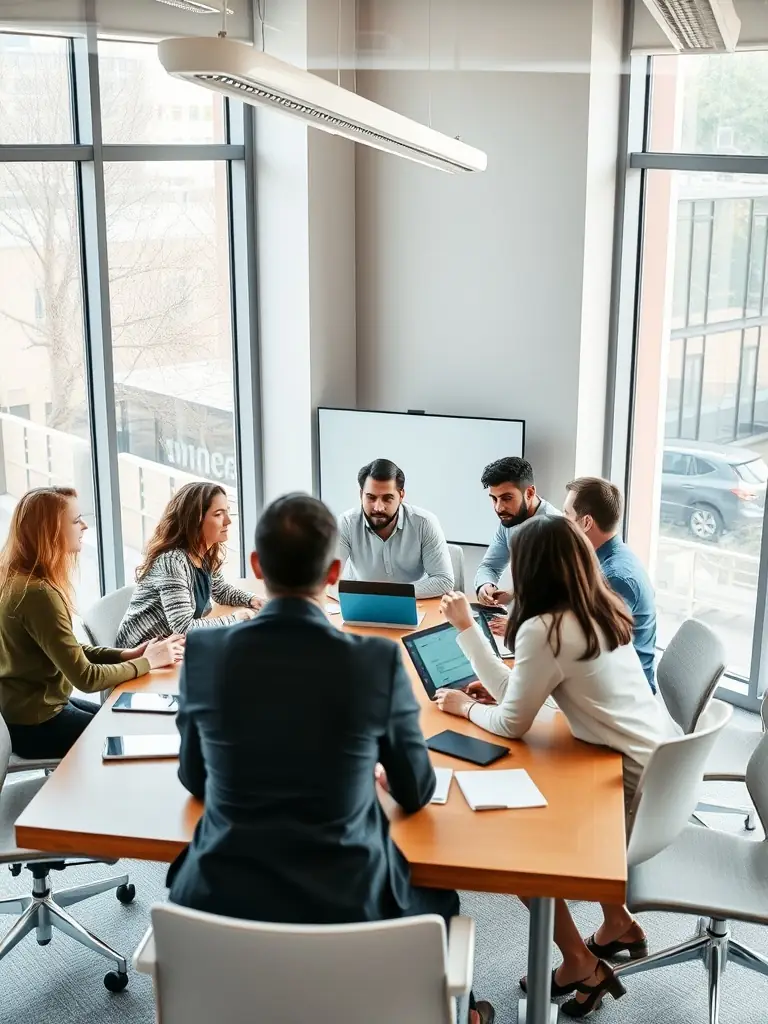 An image of a diverse team collaborating on AI solutions, symbolizing HookifyAI's commitment to innovation and customer success.